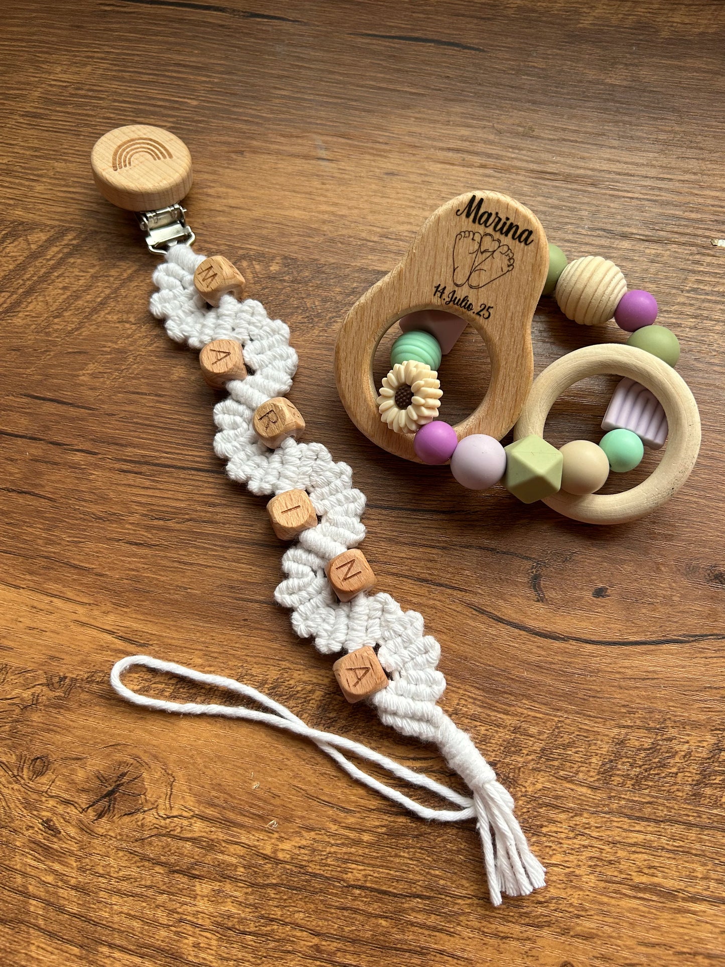 Chupetero de macramé seguro para bebés sin bpa