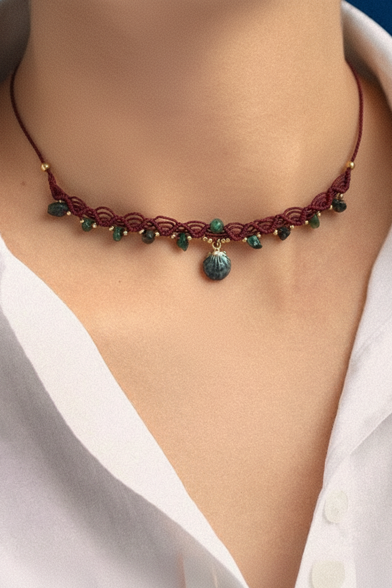 Choker Ocean de Crisajewel: gargantilla artesanal inspirada en el mar, con detalles marinos y estilo boho.