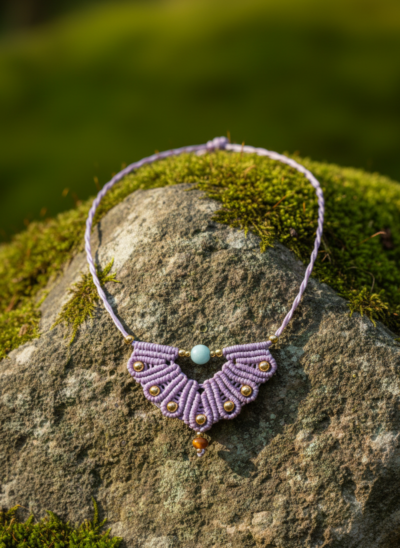 Collar Media Luna de Crisajewel: gargantilla artesanal en acero con detalle de media luna y piedras naturales, diseño boho elegante