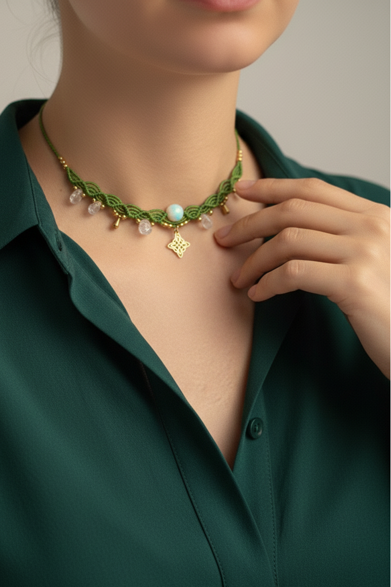 Choker Ocean de Crisajewel: gargantilla artesanal inspirada en el mar, con detalles marinos y estilo boho.