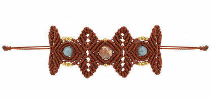 Brazalete de macramé hecho a mano con piedras naturales y colores tendencia, joyería artesanal 