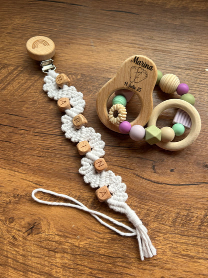 Chupetero de macramé seguro para bebés sin bpa